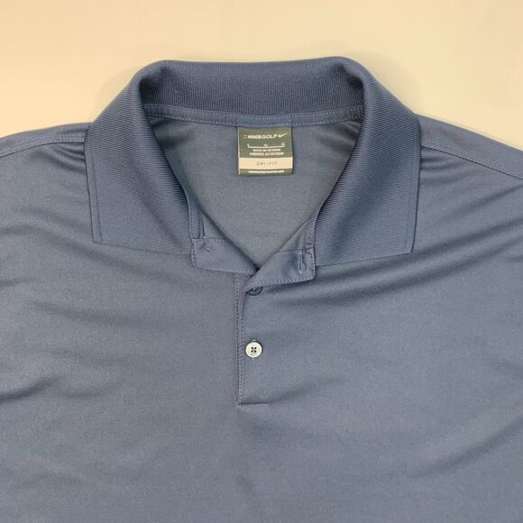 Nike Golf Polo Shirt Mens L Large Navy Blue Dri Fit Micro Pique Willmeng Logo - Picture 3 of 12